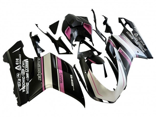 2007-2014 White Pink Glossy Black Connie Ducati 848 Motorcycle Fairings Australia