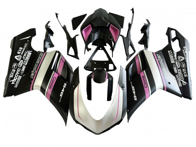 2007-2014 White Pink Glossy Black Connie Ducati 848 Motorcycle Fairings Australia