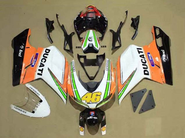 2007-2014 White Orange Green Glossy Black Tim 46 Ducati 848/1098/1198 Motorcycle Fairings Australia