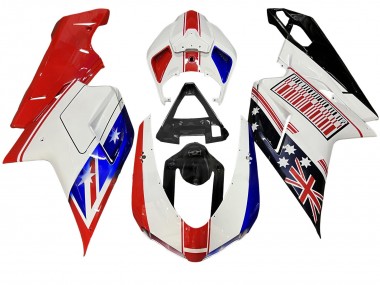2007-2014 White Red Blue Glossy Black Ducati 848/1098/1198 Motorcycle Fairings Australia