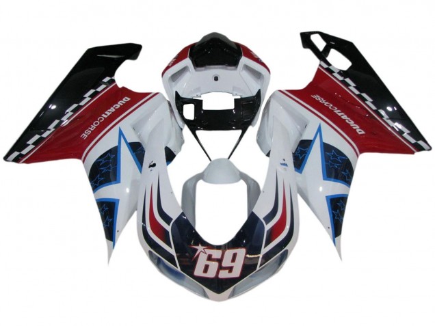 2007-2014 White Red Blue Glossy Black Corse 69 Ducati 848/1098/1198 Motorcycle Fairings Australia