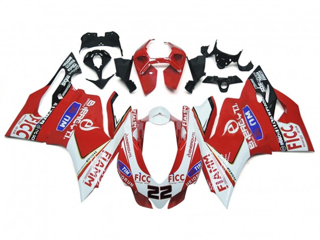 2011-2014 White Red Glossy Black Fiamm Ficc 22 Ducati 1199 Motorcycle Fairings Australia