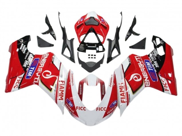 2011-2014 White Red Glossy Black Ficc Fiamm Ducati 1199 Motorcycle Fairings Australia