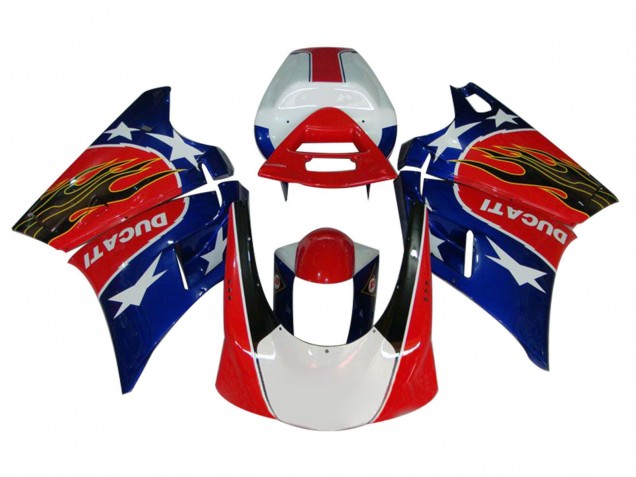 1993-2005 White Red Blue Glossy Black Flame Ducati 748/916/996/998 Motorcycle Fairings Australia