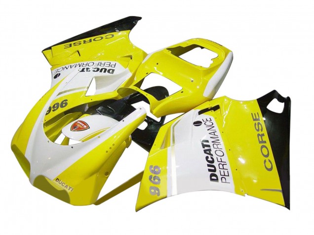 1993-2005 White Yellow Glossy Black Corse Performance Ducati 996 Motorcycle Fairing Australia