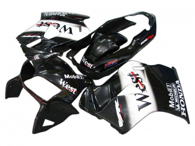 1998-2001 Glossy Black White West HRC Honda VFR 800 Motorcycle Fairings Australia