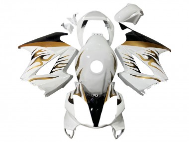 2002-2013 White Gold Flame Honda VFR 800 Motorcycle Fairings Australia