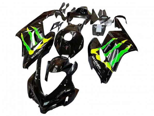 2004-2005 Glossy Black Yellow Green Monster Honda CBR1000RR Motorcycle Fairings Australia