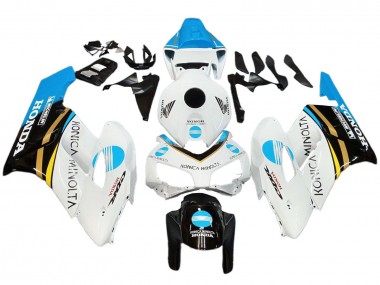 2004-2005 White Light Blue Yellow Black Konica Minolta Honda CBR1000RR Motorcycle Fairings Australia