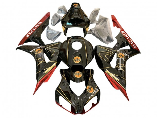 2006-2007 Glossy Black Red Gold BACARDI Honda CBR1000RR Motorcycle Fairings Australia
