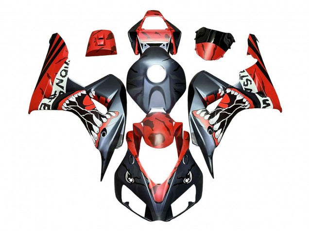 2006-2007 Red Matte Black Monster Shark Honda CBR1000RR Motorcycle Fairings Australia