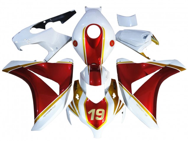 2008-2011 White Red Gold 19 Honda CBR1000RR Motorcycle Fairings Australia