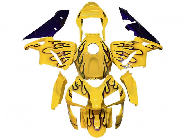 2003-2004 Yellow Black Flame Honda CBR600RR Motorcycle Fairings Australia