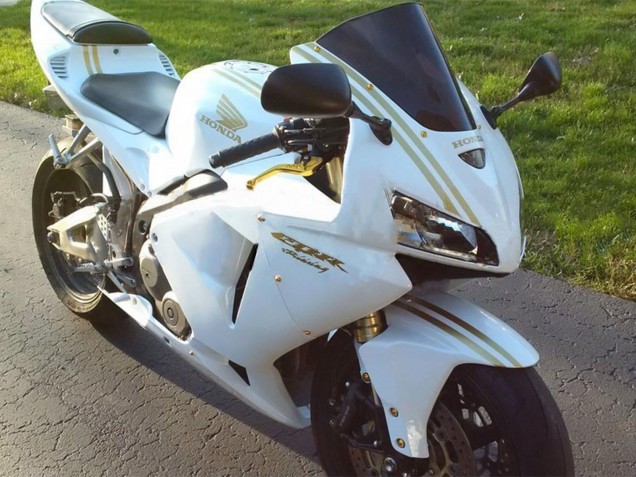 2005-2006 White Gold Honda CBR600RR Motorcycle Fairings Australia