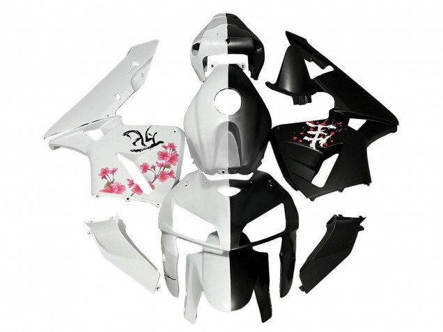 2005-2006 Black White with Cherry Blossom Honda CBR600RR Motorcycle Fairings Australia