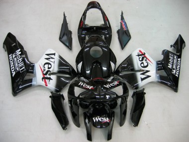 2005-2006 Glossy Black White West Honda CBR600RR Motorcycle Fairings Australia