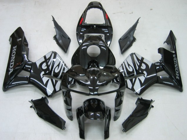 2005-2006 Glossy Black Grey Flame Honda CBR600RR Motorcycle Fairings Australia