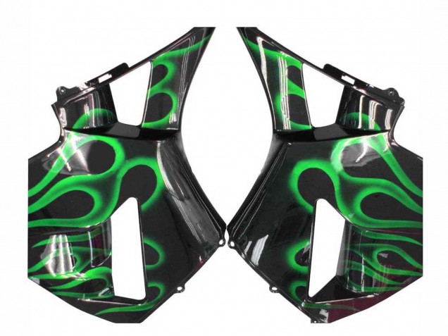 2005-2006 Glossy Black Green Flame Honda CBR600RR Motorcycle Fairings Australia
