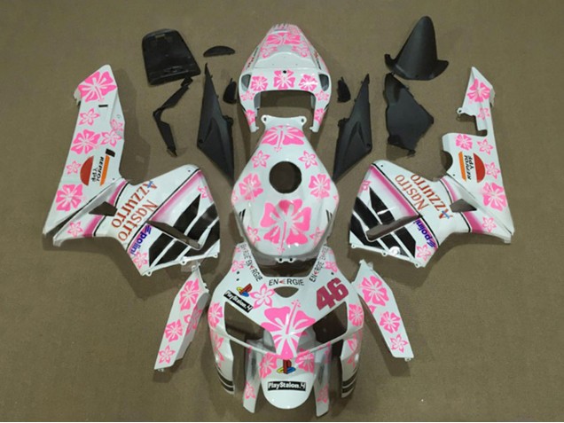 2005-2006 White with Pink Floral Nastro Azzurro 46 Honda CBR600RR Motorcycle Fairings Australia