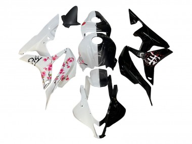 2007-2008 White Cherry Blossom Glossy Black Split Honda CBR600RR Motorcycle Fairings Australia