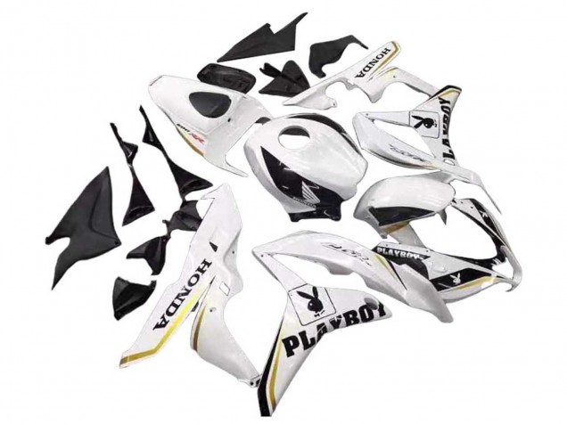 2007-2008 White Gold Glossy Black Playboy Honda CBR600RR Motorcycle Fairing Australia