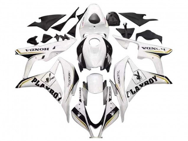 2007-2008 White Gold Glossy Black Playboy Honda CBR600RR Motorcycle Fairing Australia