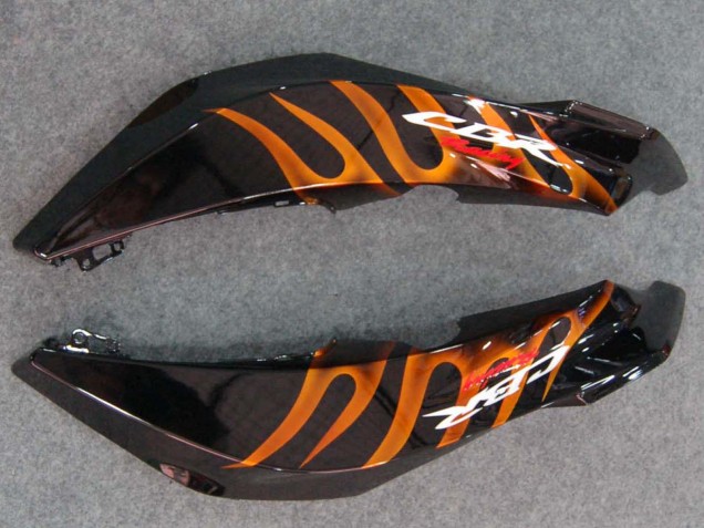2007-2008 Glossy Black Orange Flame Honda CBR600RR Motorcycle Fairings Australia