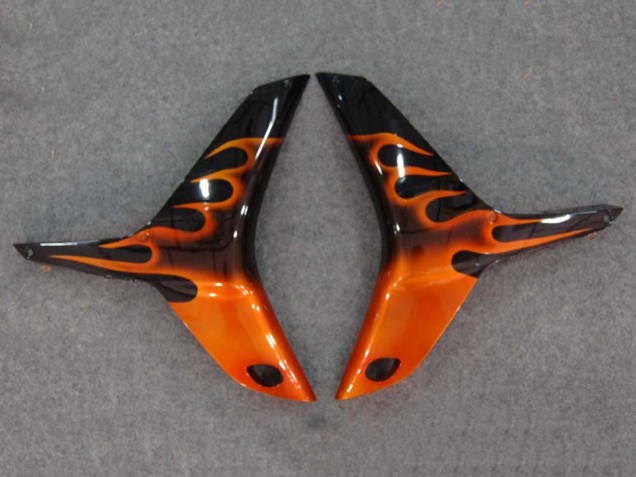 2007-2008 Glossy Black Orange Flame Honda CBR600RR Motorcycle Fairings Australia