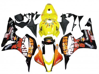 2007-2008 Yellow Orange Glossy Black Rossi Repsol Honda CBR600RR Motorcycle Fairings Australia