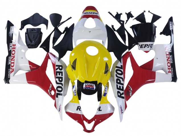 2007-2008 White Yellow Red Repsol HRC Honda CBR600RR Motorcycle Fairings Australia