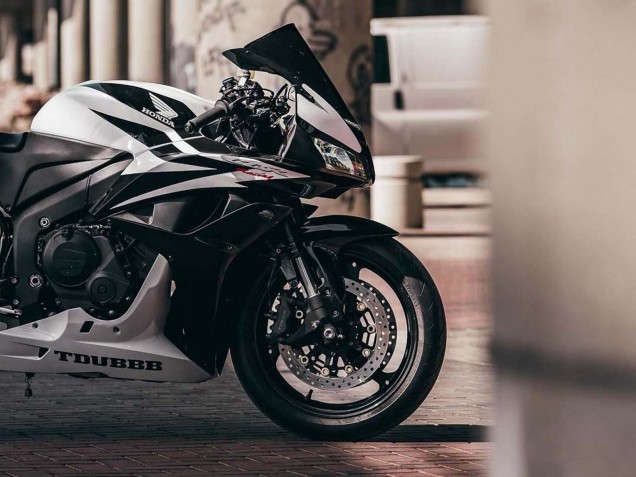 2007-2008 White Black Racing Honda CBR600RR Motorcycle Fairings Australia