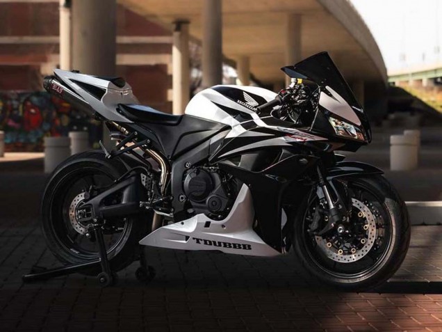 2007-2008 White Black Racing Honda CBR600RR Motorcycle Fairings Australia