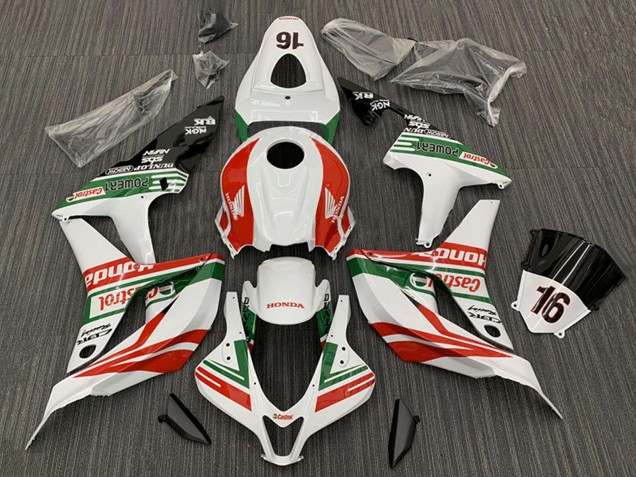 2007-2008 White Red Green Glossy Black Castrol 16 Honda CBR600RR Motorcycle Fairings Australia