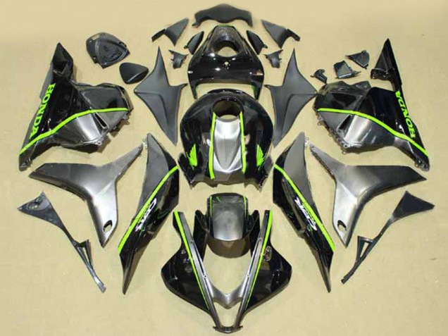 2009-2012 Silver Glossy Black with Fluorescent Green Lines Honda CBR600RR Motorcycle Fairings Australia