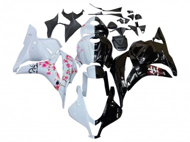2009-2012 White Cherry Blossom Glossy Black Honda CBR600RR Motorcycle Fairings Australia
