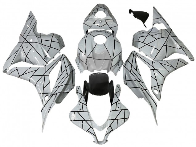 2009-2012 White Grey Black Lines Honda CBR600RR Motorcycle Fairings Australia