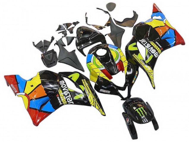 2009-2012 Black Multicolor MoviStar Honda CBR600RR Motorcycle Fairings Australia