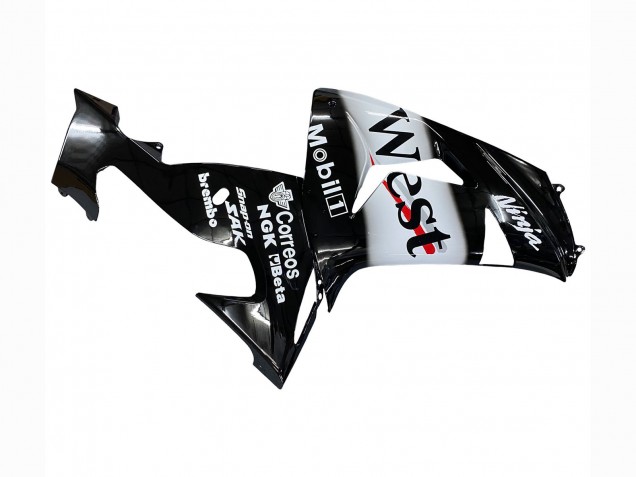 2006-2007 Glossy Black White West Kawasaki ZX10R Motorcycle Fairings Australia