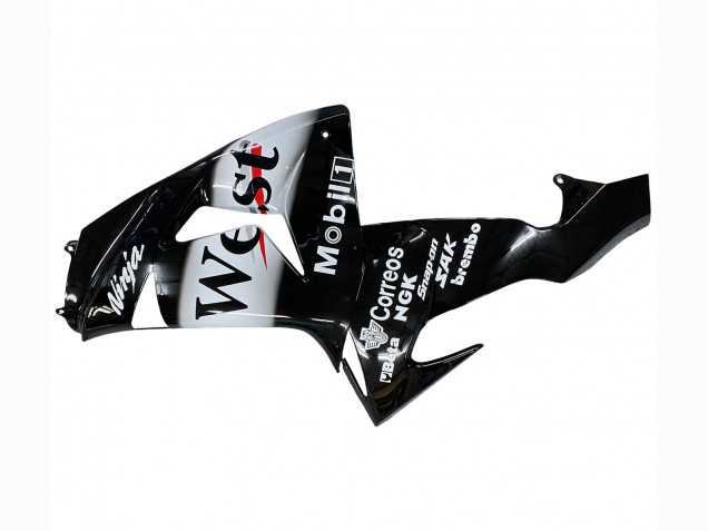 2006-2007 Glossy Black White West Kawasaki ZX10R Motorcycle Fairings Australia