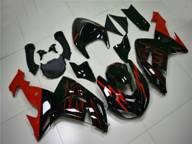 2006-2007 Glossy Black Red Kawasaki ZX10R Motorcycle Fairings Australia