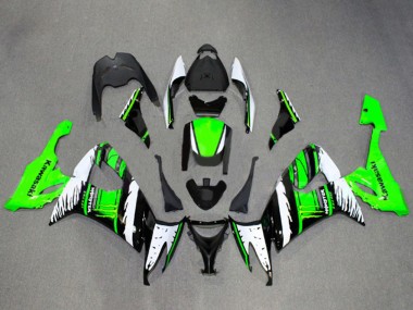 2008-2010 White Green Glossy Black Flame Kawasaki ZX10R Motorcycle Fairings Australia