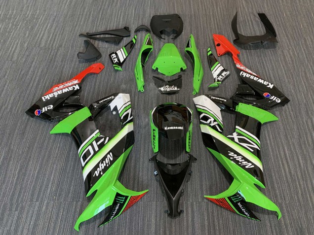2008-2010 Green White Red Black Elf Monster Energy Kawasaki ZX10R Motorcycle Fairings Australia