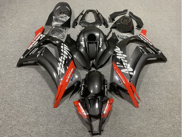 2008-2010 Black Carbon Fiber Red Kawasaki ZX10R Motorcycle Fairings Australia