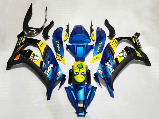 2011-2015 Blue Yellow Black Shark Kawasaki ZX10R Motorcycle Fairings Australia