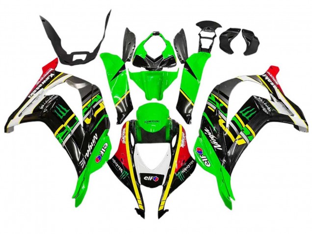 2016-2020 Green Yellow Red Black Elf Monster Kawasaki ZX10R Motorcycle Fairings Australia