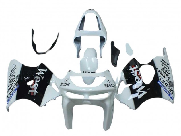 1998-1999 White Black West Mobil Kawasaki ZX6R Motorcycle Fairings Australia