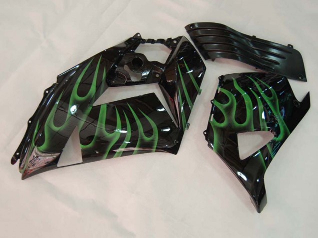 2006-2011 Glossy Black Green Flame Kawasaki ZX14R ZZR1400 Motorcycle Fairing Australia