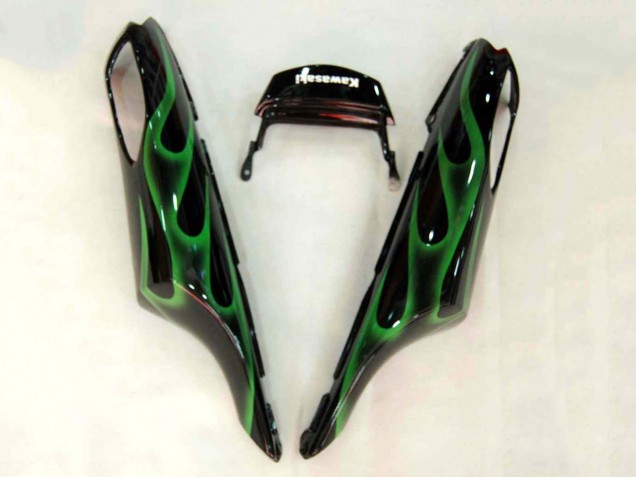 2006-2011 Glossy Black Green Flame Kawasaki ZX14R ZZR1400 Motorcycle Fairing Australia