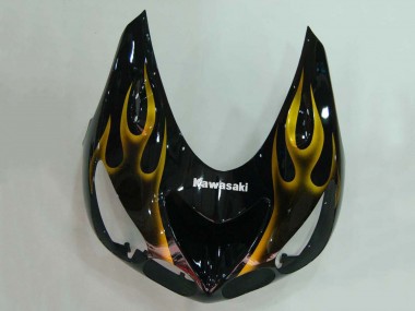 2006-2011 Glossy Black Gold Flame Kawasaki ZX14R ZZR1400 Motorcycle Fairings Australia