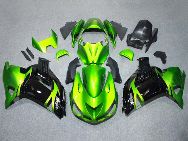 2006-2011 Green Glossy Black Kawasaki ZX14R ZZR1400 Motorcycle Fairings Kits Australia